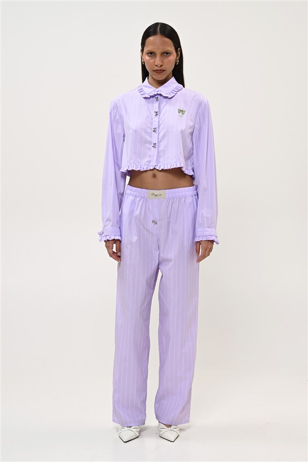 BOOM 035 CROP SHIRT STRIPES LILAC