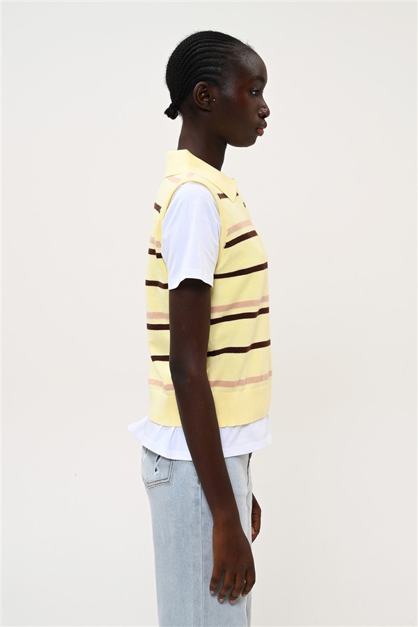 BOOM 036 POLO VEST STRIPES YELLOW