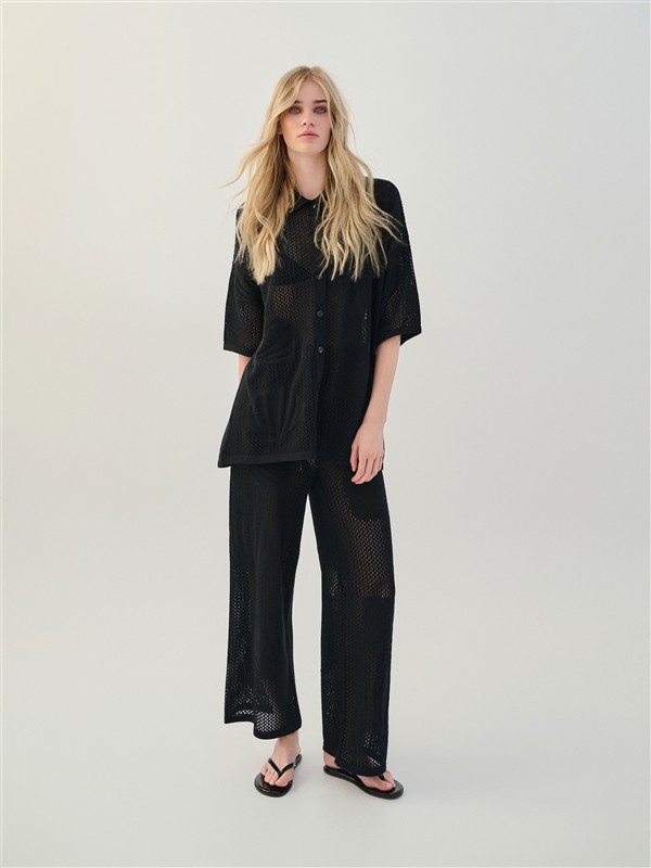 COMBOS 002 CARDIGAN POLO SHELL BLACK