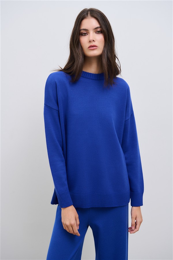 COMBOS 008 PENELOPE KNIT BLOUSE BLUE