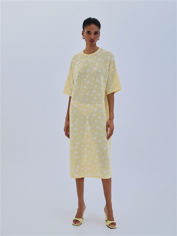 COMBOS 011 DRESS MAXI HEARTS BANANA