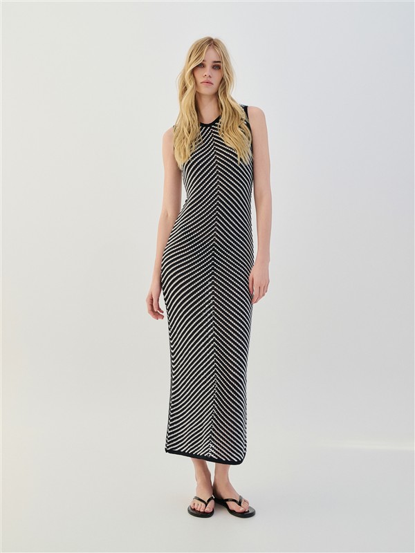 COMBOS 014 DRESS MAXI TWO-TONE BLACK