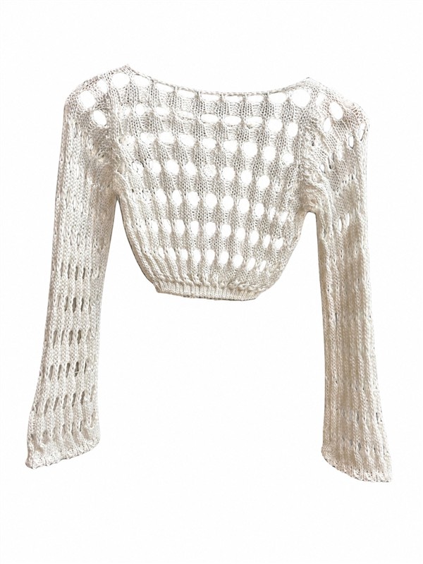 COMBOS 029  BLOUSE CROP NET WHITE