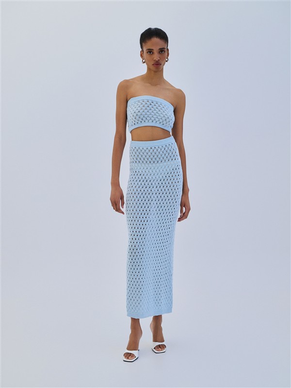 COMBOS 036 SKIRT MAXI KNIT LIGHT BLUE