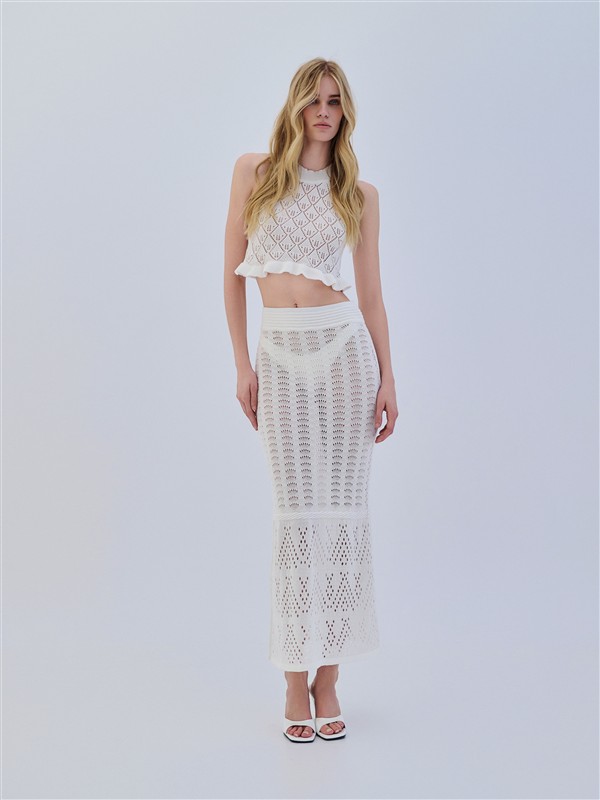 COMBOS 038 SKIRT MAXI KNIT WHITE