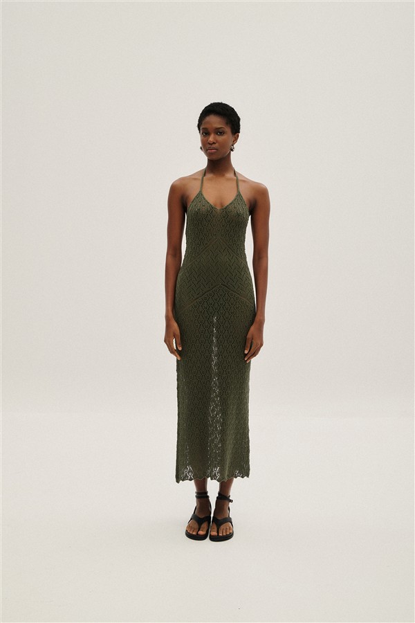 COMBOS 041 MAXI DRESS LOW BACK KHAKI
