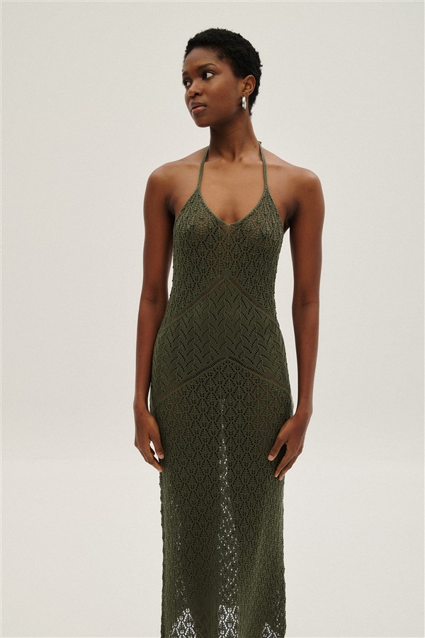 COMBOS 041 MAXI DRESS LOW BACK KHAKI