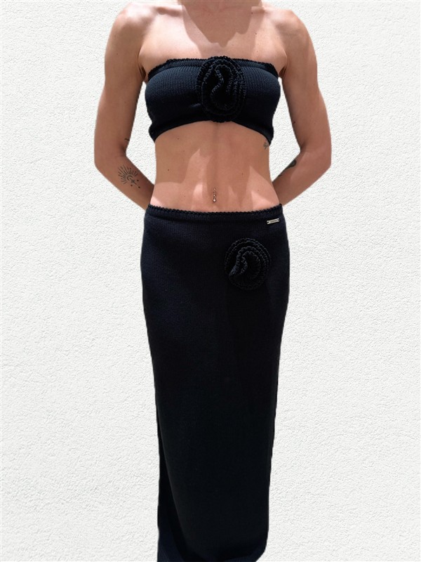 COMBOS 045 KNIT BRA FLOWER BLACK