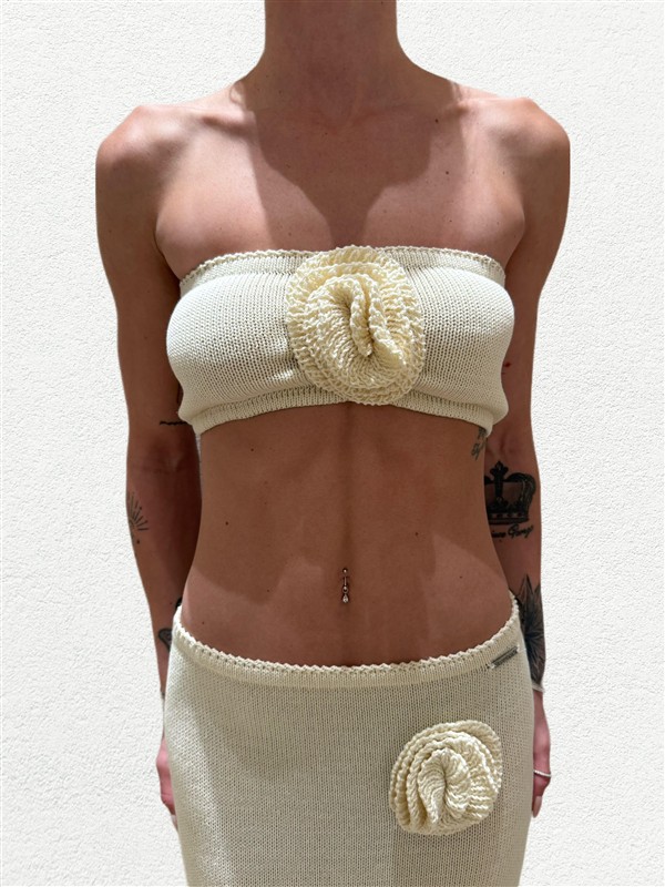 COMBOS 045 KNIT BRA FLOWER ECRU