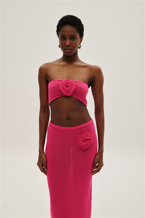 COMBOS 045 KNIT BRA FLOWER FUCHSIA