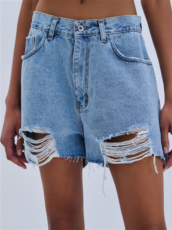 COMBOS 053 DENIM SHORTS RIBBED BLUE
