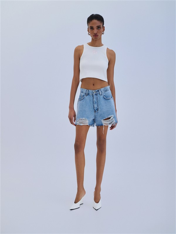 COMBOS 053 DENIM SHORTS RIBBED BLUE