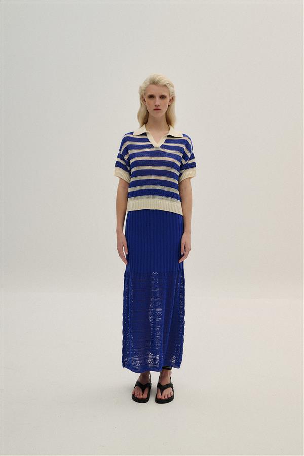 COMBOS 054 TOP POLO ECRU/BLUE
