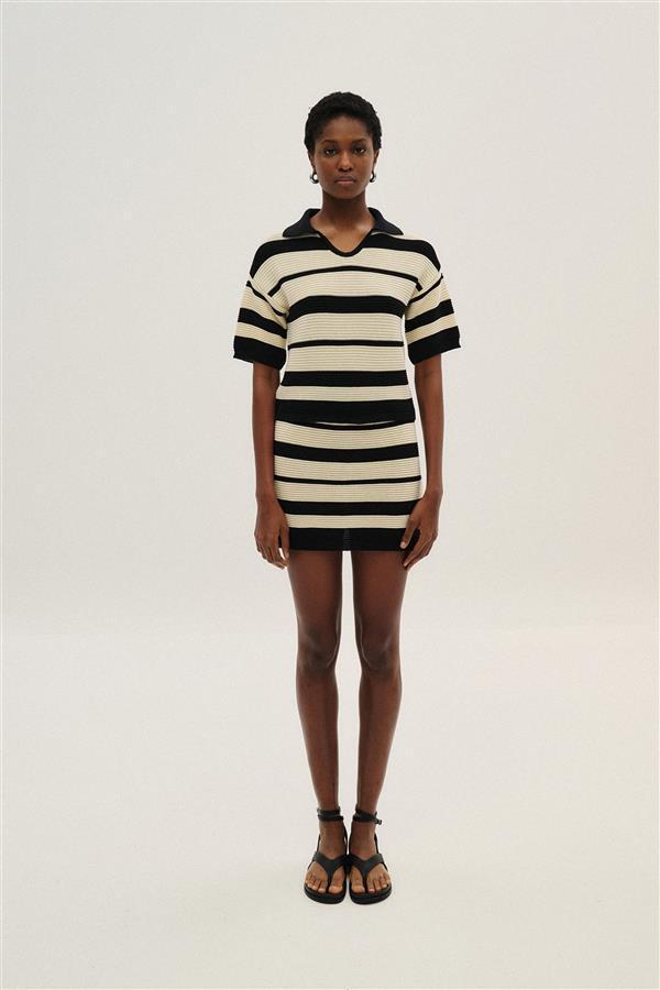COMBOS 056 MINI SKIRT ECRU/BLACK