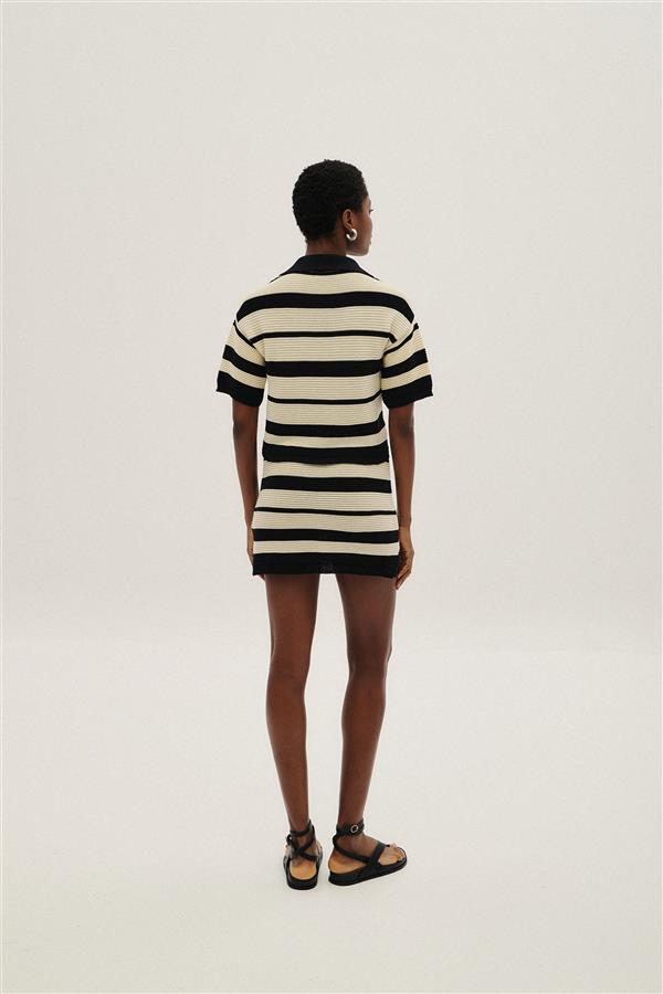 COMBOS 056 MINI SKIRT ECRU/BLACK