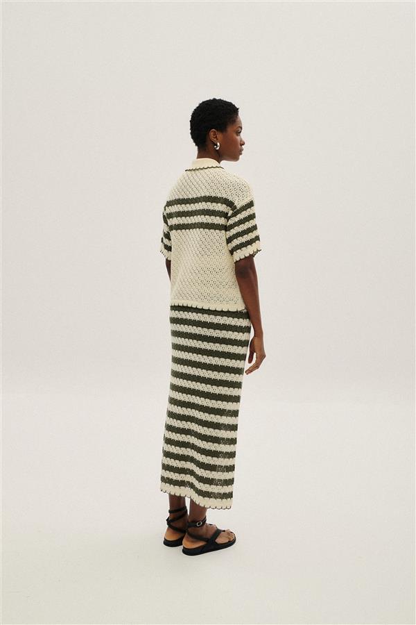 COMBOS 075 MAXI SKIRT ECRU/KHAKI