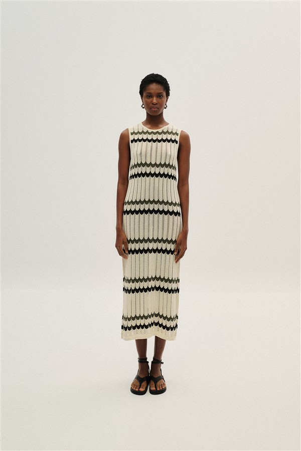 COMBOS 066 MAXI DRESS STRIPES B/W