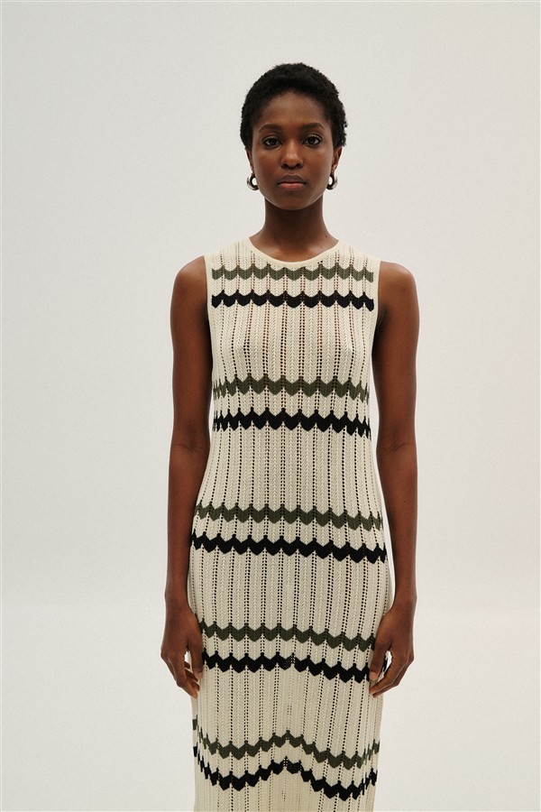 COMBOS 066 MAXI DRESS STRIPES B/W