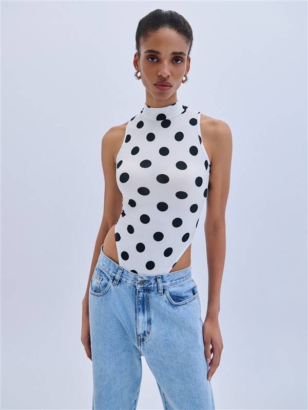 COMBOS 076 BODYSUIT POLKA DOTS WHITE