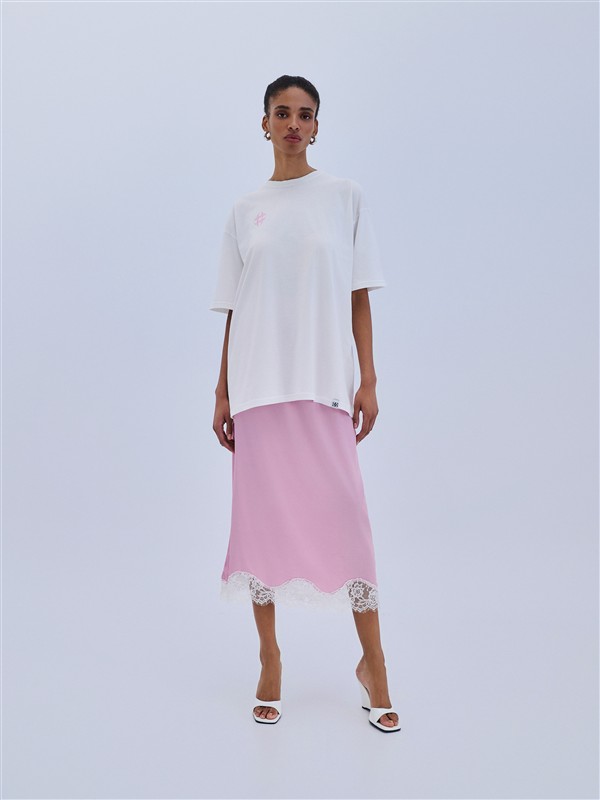 COMBOS 082 SKIRT MAXI SATIN LACE PINK