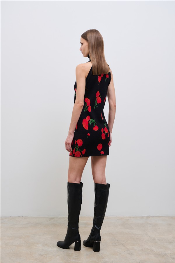 COMBOS 084 CARNATION KNIT DRESS BLACK