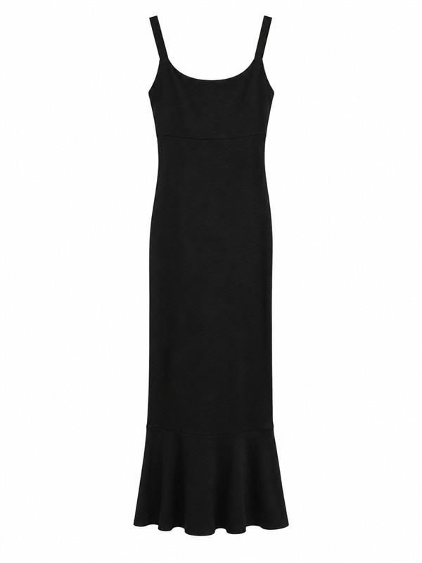 COMBOS 090 DRESS MAXI RUFFLED BLACK