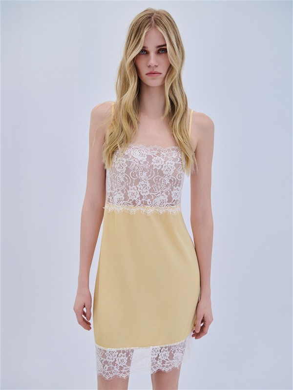 COMBOS 091 DRESS MINI SATIN BANANA