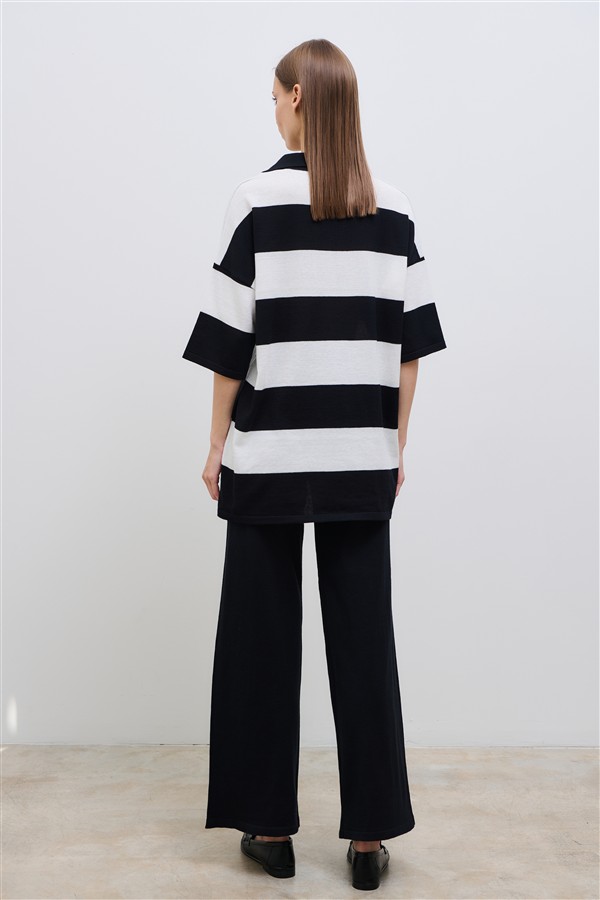 COMBOS 091 STRIPED BLOUSE BL/WH
