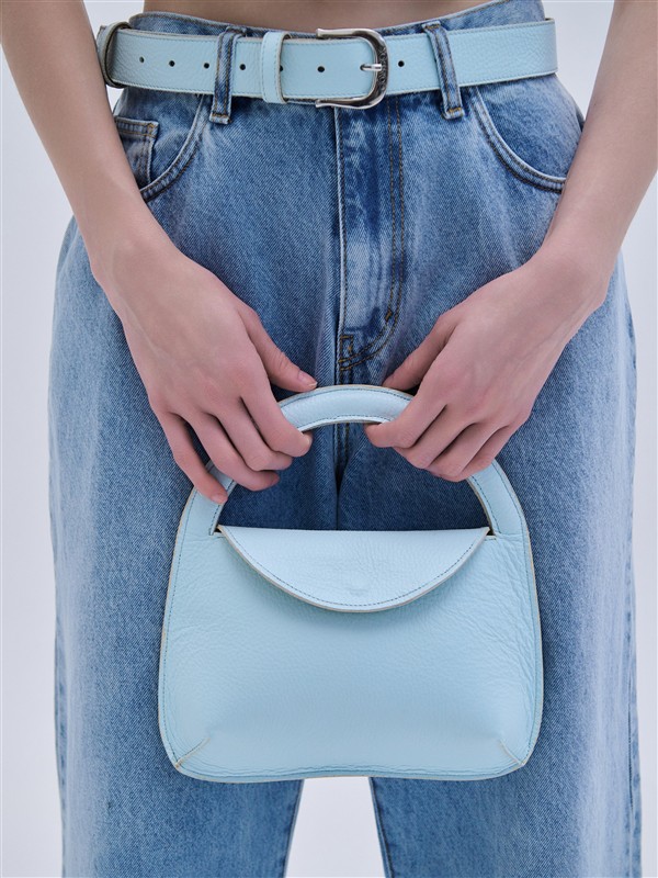 COMBOS 099 LEATHER MINI BAG TOP HANDLE LIGHT BLUE