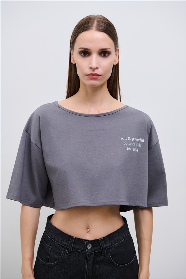 COMBOS 105 ELENA CROP TOP GREY