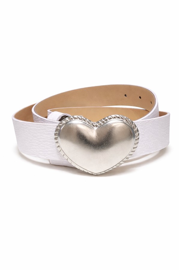 COMBOS 107 LEATHER BELT HEART ECRU