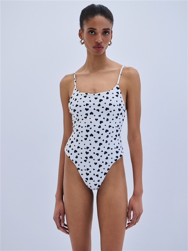 COMBOS 111 SWIMSUIT HEARTS WHITE/BLACK