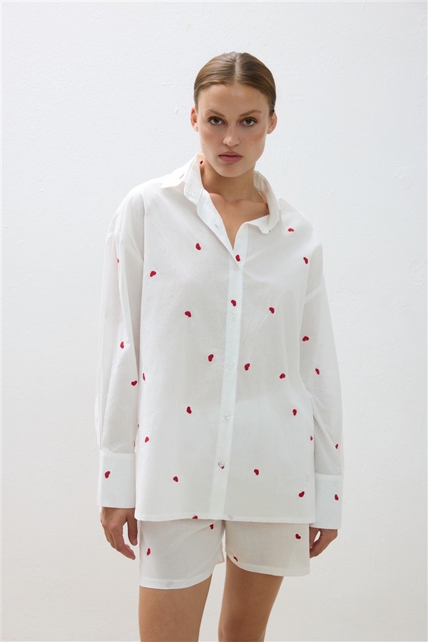 COMBOS 122 SET SHIRT/SHORTS HEARTS WHITE