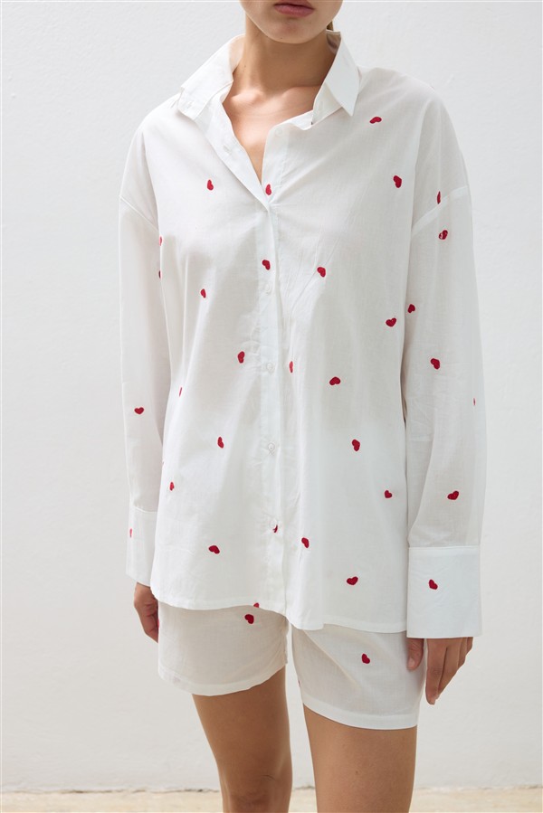 COMBOS 122 SET SHIRT/SHORTS HEARTS WHITE