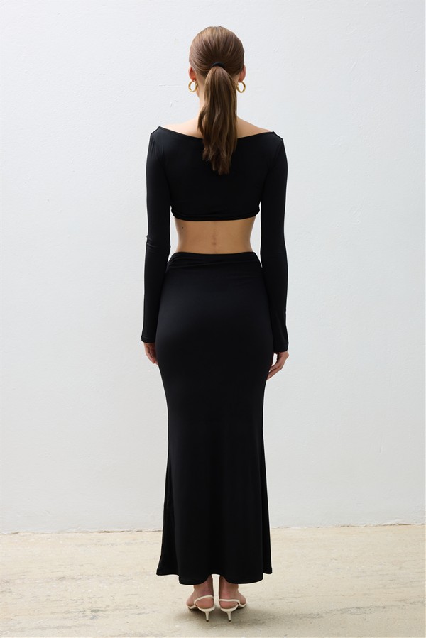 COMBOS 127 CROP TOP LONG SLEEVE BLACK