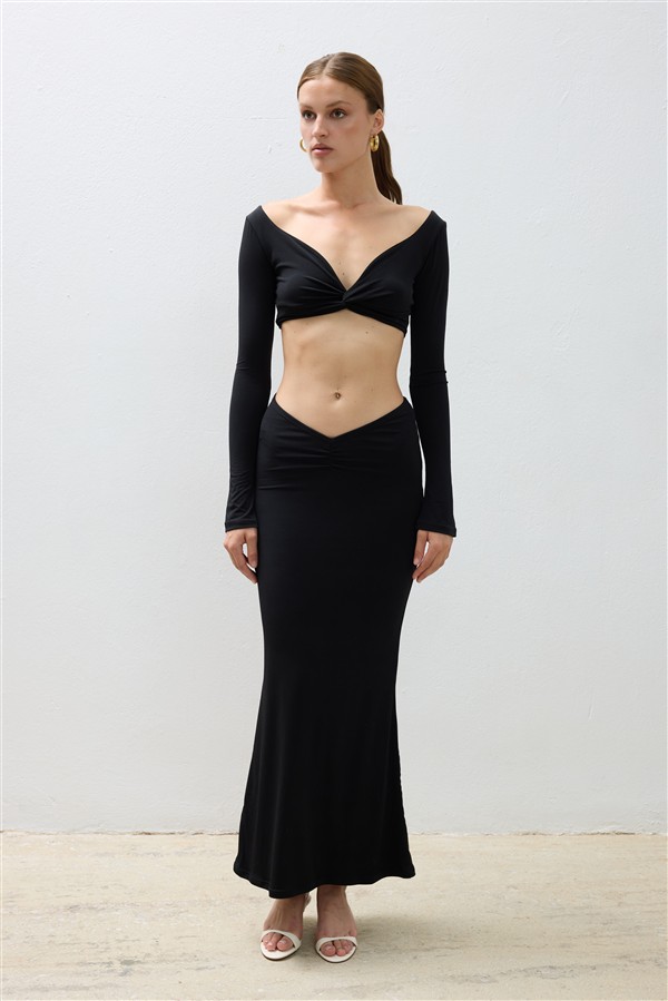 COMBOS 128 MAXI SKIRT GATHER BLACK