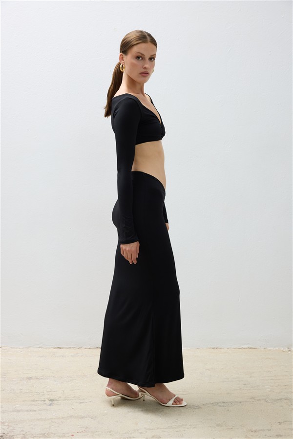COMBOS 128 MAXI SKIRT GATHER BLACK