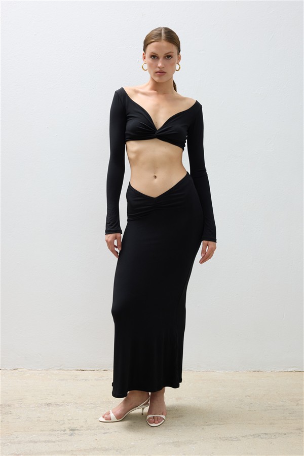 COMBOS 128 MAXI SKIRT GATHER BLACK
