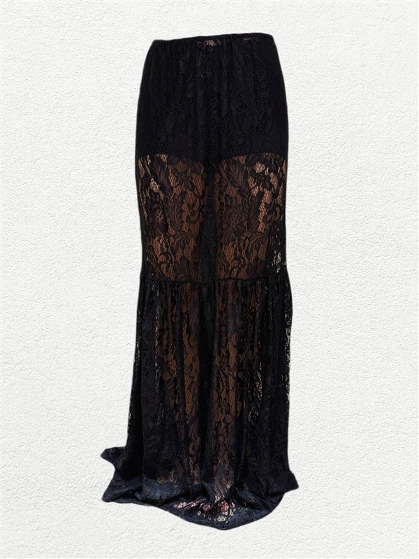 COMBOS 016 MAXI LACE SKIRT BLACK