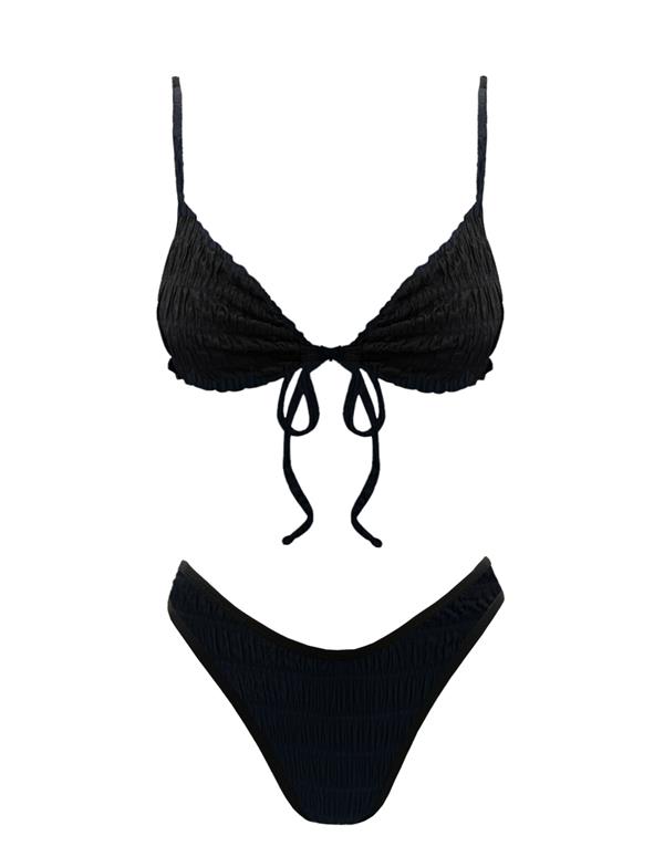 EMMA CRINKLED BRALETTE BIKINI BLACK