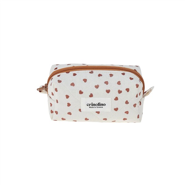 CRINOLINO BROWN HEARTS MINI MAKEUP BAG