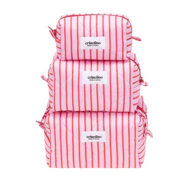 CRINOLINO RED STRIPED CLASSIC MAKEUP BAG