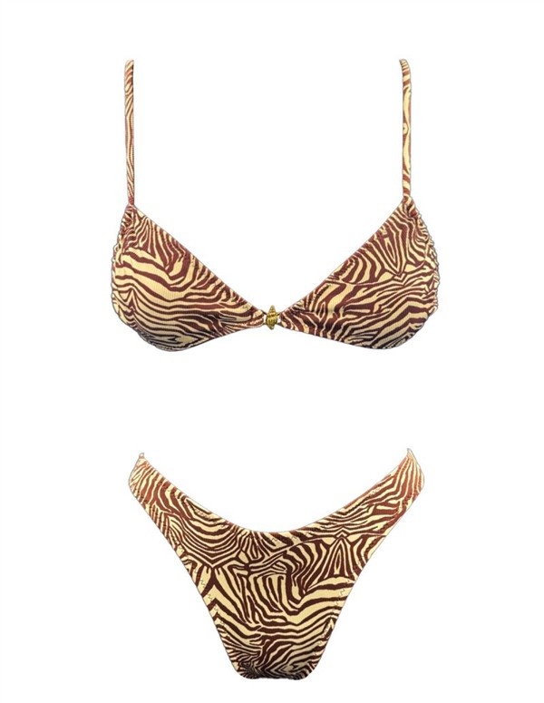 EMMA 901 ZEBRA SNAIL BRALETTE BIKINI BROWN