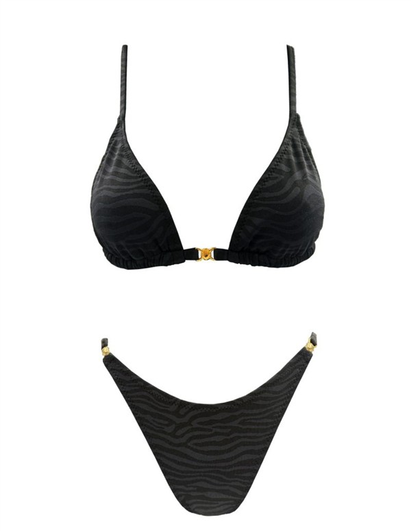 EMMA 912 ZEBRA SHELL TRIANGLE BIKINI BLACK