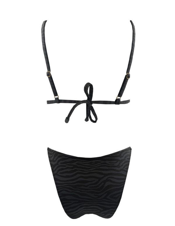 EMMA 912 ZEBRA SHELL TRIANGLE BIKINI BLACK