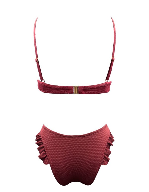 EMMA 929 FRILL BIKINI WINE