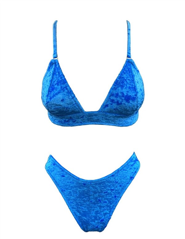 EMMA 949 VELVET WIDE TRIANGLE BIKINI OCEAN