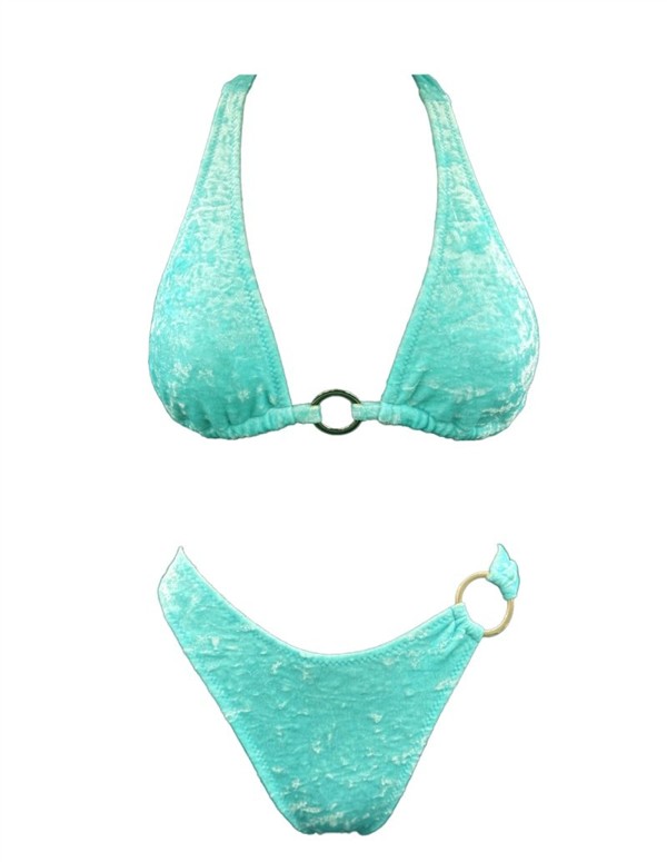 EMMA 954 VELVET RING TRIANGLE BIKINI AQUA