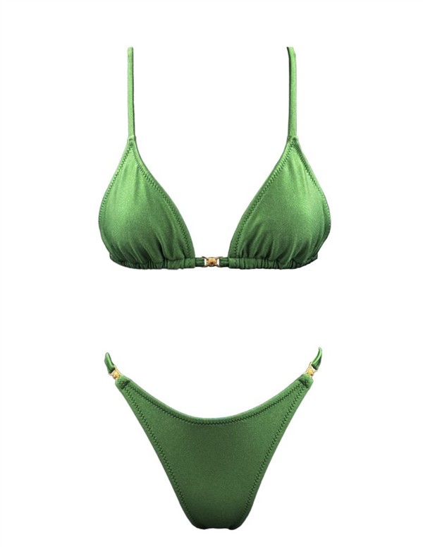 EMMA 971 SILK TRIANGLE BIKINI GREEN
