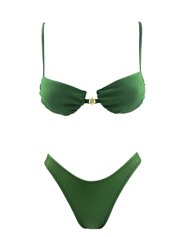 EMMA 973 SILK SNAIL WIRE BIKINI GREEN